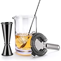VinoBravo mixing glass para Mezclar Cócteles Conjunto de Bar de regalo-Kit de barman: coctelera de 18oz con Fondo…